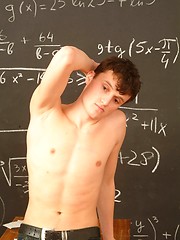 Boy model Dimax jerking off in the classroom